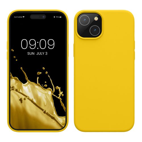 Θήκη Kwmobile για Apple iPhone 15 Plus, Κίτρινη, Σιλικόνη, KWM000020CB007C