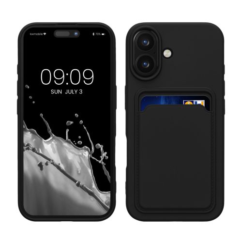 Θήκη Kwmobile για Apple iPhone 16, Μαύρη, Σιλικόνη, KWM000022UF001C
