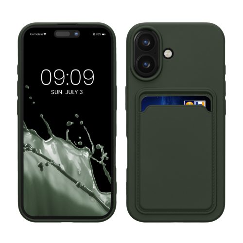 Θήκη Kwmobile για Apple iPhone 16, Σκούρο πράσινο, Σιλικόνη, KWM000022UF002C