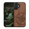 Θήκη Kwmobile για Apple iPhone 16, Καφέ, Ξύλο/Σιλικόνη, KWM000022US001C