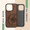 Θήκη Kwmobile για Apple iPhone 16 Pro, Καφέ, Ξύλινη/Σιλικόνη, KWM000022UT001C