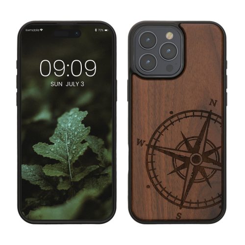 Θήκη Kwmobile για Apple iPhone 16 Pro Max, Καφέ, Ξύλο/Σιλικόνη, KWM000022UU001C