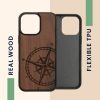 Θήκη Kwmobile για Apple iPhone 16 Pro Max, Καφέ, Ξύλο/Σιλικόνη, KWM000022UU001C