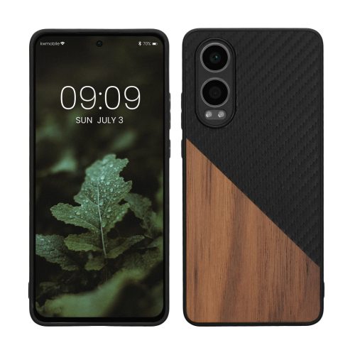 Θήκη Kwmobile για OnePlus Nord CE4 Lite, Καφέ/Μαύρο, Ξύλο/Σιλικόνη, KWM000022UX001C