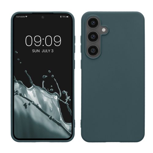 Θήκη Kwmobile για Samsung Galaxy S24 FE, Σκούρο πράσινο, Σιλικόνη, KWM000021WC005C