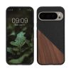 Θήκη Kwmobile για Google Pixel 9/Pixel 9 Pro, Καφέ/Μαύρο, Ξύλο/Σιλικόνη, KWM000020QR001C