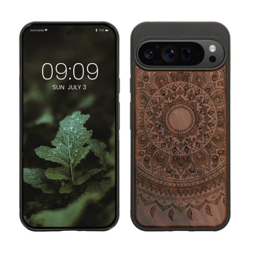 Θήκη Kwmobile για Google Pixel 9 Pro XL, Καφέ, Ξύλο/Σιλικόνη, KWM000020QT003C