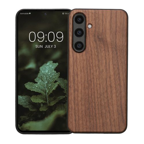 Θήκη Kwmobile για Samsung Galaxy S24 FE, Καφέ, Ξύλο/Σιλικόνη, KWM000021WK001C