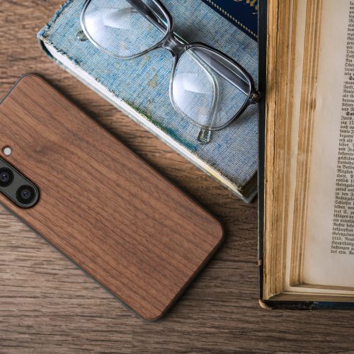 Θήκη Kwmobile για Samsung Galaxy S24 FE, Καφέ, Ξύλο/Σιλικόνη, KWM000021WK001C