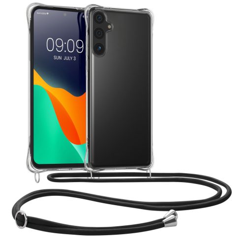 Θήκη Kwmobile με κορδόνι για Samsung Galaxy S24 FE, Διαφανής/Μαύρη, Σιλικόνη, KWM000021WL001C