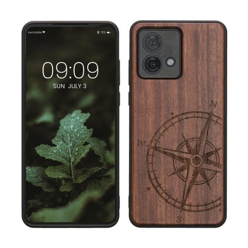 Θήκη Kwmobile για Motorola Moto G84, Καφέ, Ξύλο/Σιλικόνη, KWM000022VU001C