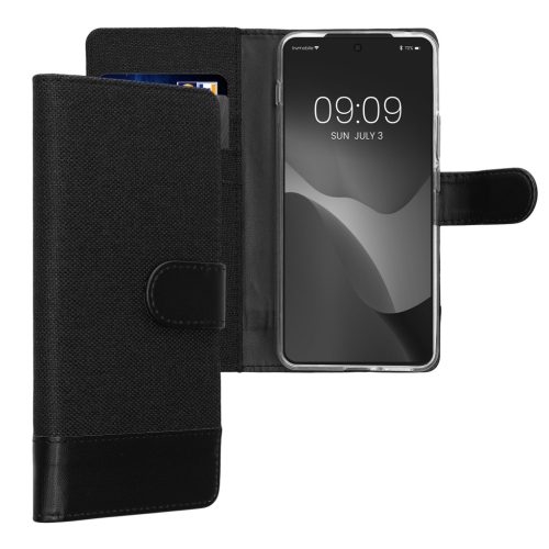 Θήκη Kwmobile για Motorola ThinkPhone, Μαύρη, Υφασμάτινη/Σιλικόνη, KWM000022VX001C