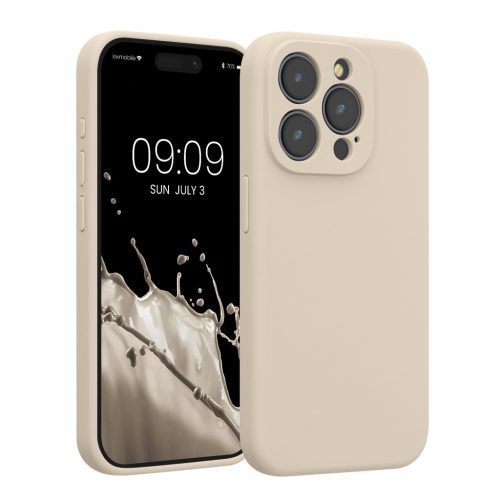 Θήκη Kwmobile για Apple iPhone 15 Pro, Κρεμ, Σιλικόνη, KWM000022OM013C