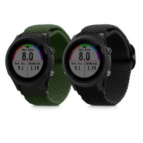   Σετ 2 ιμάντες για Garmin Forerunner 935/Forerunner 945/Forerunner 745, Kwmobile, Black/Green, Nylon, 59527.01
