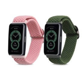   Σετ 2 λουριά για Huawei Band 6/Band 3/Watch Fit mini, Kwmobile, Pink/Green, Nylon, 59609.02