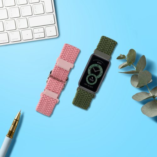 Σετ 2 λουριά για Huawei Band 6/Band 3/Watch Fit mini, Kwmobile, Pink/Green, Nylon, 59609.02
