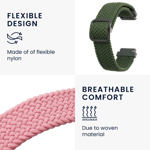 Σετ 2 λουριά για Huawei Band 6/Band 3/Watch Fit mini, Kwmobile, Pink/Green, Nylon, 59609.02