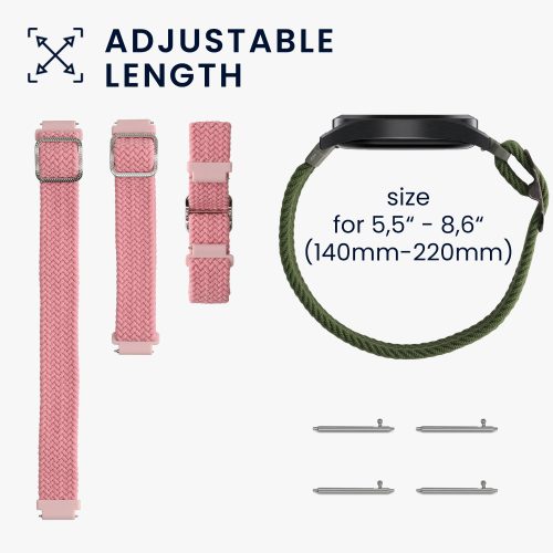 Σετ 2 λουριά για Huawei Band 6/Band 3/Watch Fit mini, Kwmobile, Pink/Green, Nylon, 59609.02