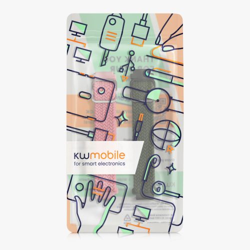 Σετ 2 λουριά για Huawei Band 6/Band 3/Watch Fit mini, Kwmobile, Pink/Green, Nylon, 59609.02