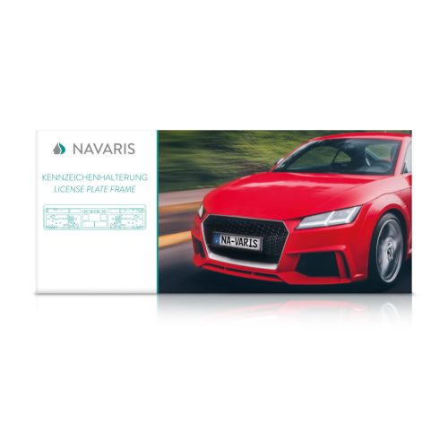 Set 2 suporturi placuta inmatriculare Navaris, 52x11 cm, fara perforare, PP, negru, polipropilena