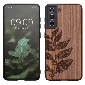   Θήκη kwmobile για Samsung Galaxy S21 FE, Ξύλο, Καφέ, 56172.05