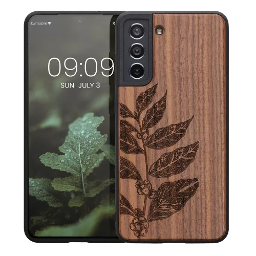 Θήκη kwmobile για Samsung Galaxy S21 FE, Ξύλο, Καφέ, 56172.05