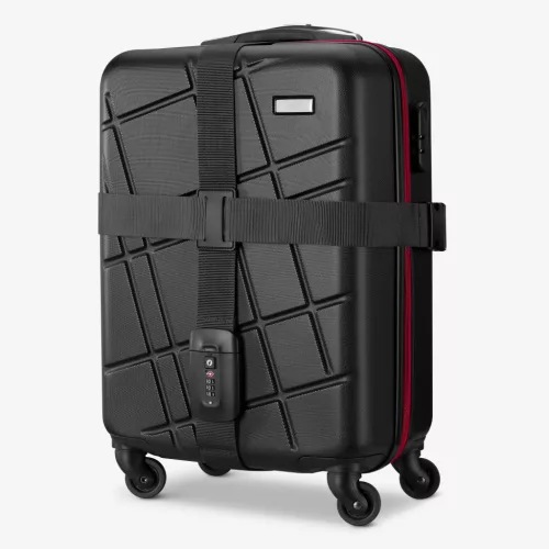 Ζώνη αποσκευών Navaris με λουκέτο και ετικέτα ID, ρυθμιζόμενο μήκος 400x5 εκ., μαύρο, 51357.01