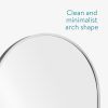 Oglinda de perete Navaris, arcuita, 45x80 cm, montaj usor, argintiu, aluminiu/sticla