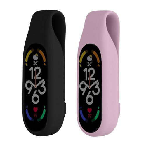 Σετ 2 ιμάντες kwmobile για Xiaomi Mi Band 7/Mi Band 6/Mi Band 5, Silicone, Black/Pink, 59313.04