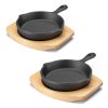 Set 2 tigai mici din fonta Navaris cu baza din lemn, 10.2 cm, 4", 426g, 60343.02