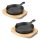 Set 2 tigai mici din fonta Navaris cu baza din lemn, 10.2 cm, 4", 426g, 60343.02