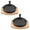 Set 2 tigai mici din fonta Navaris cu baza din lemn, 10.2 cm, 4", 426g, 60343.02
