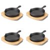 Set 4 tigai mici din fonta Navaris cu baza din lemn, 10.2 cm, 4", 426g, 60343.03