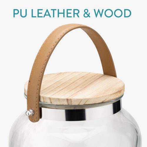 Dozator bauturi Navaris cu suport din lemn, 5.6L, cu robinet inox, elegant, sticla, 60333.01