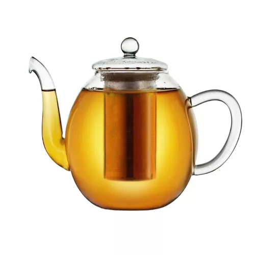Ceainic din sticla Creano, 1 L, 3 piese, cu infuzor din inox, capac, anti-picurare