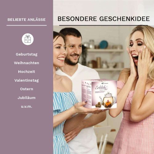 Σετ δώρου Creano ErbluhTee Mix, γυάλινη τσαγιέρα 500 ml και 6 μπάλες ανθιστού μαύρου τσαγιού, 3 ποικιλίες