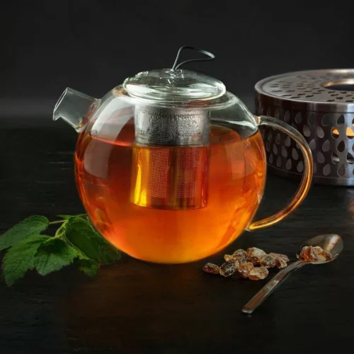 Ceainic din sticla Creano Jumbo, 1 L, cu infuzor din inox, capac, sistem all-in-one