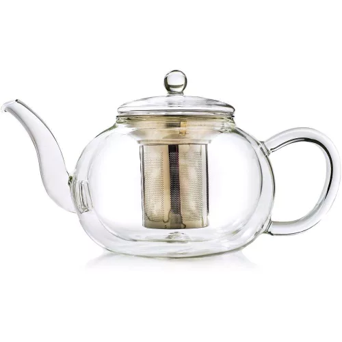 Ceainic termic Creano, 1,2 L, sticla perete dublu, cu infuzor din inox, anti-picurare