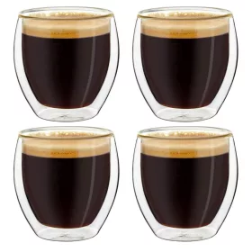   Set 4 pahare espresso termice Creano, 100 ml, sticla borosilicata, perete dublu