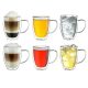 Set 6 cani termice Creano cu maner, 250 ml, sticla borosilicata, perete dublu