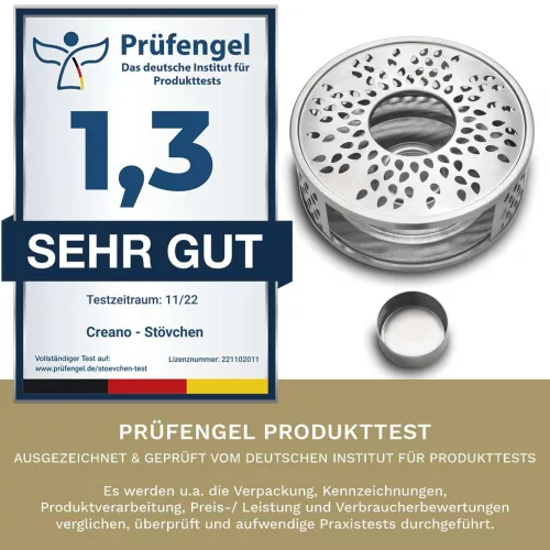 Suport incalzire ceainic Creano Leaf, din inox, cu suport pentru lumanare