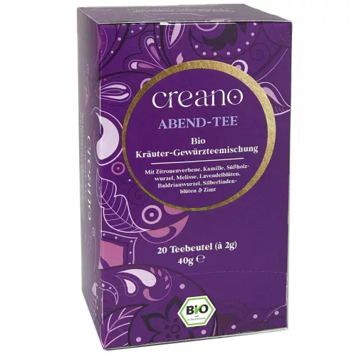 Βιολογικό τσάι Creano Evening Tea, 20 φακελάκια, άρωμα βοτάνων και κανέλας, χωρίς καφεΐνη