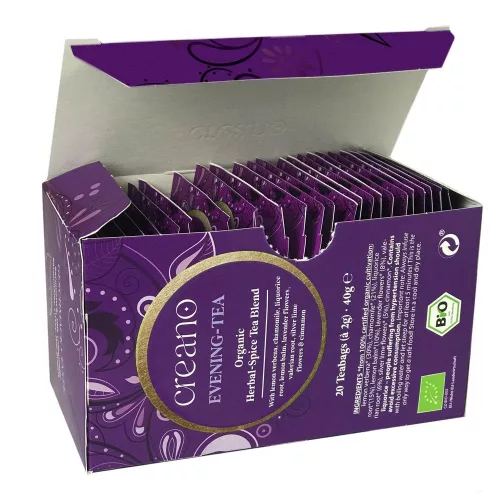 Βιολογικό τσάι Creano Evening Tea, 20 φακελάκια, άρωμα βοτάνων και κανέλας, χωρίς καφεΐνη
