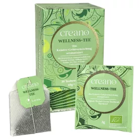   Βιολογικό τσάι Creano Wellness Tea, πράσινο τσάι με βότανα, άρωμα γκρέιπφρουτ, σετ 20 φακελάκια