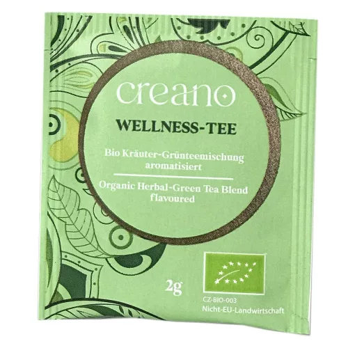 Βιολογικό τσάι Creano Wellness Tea, πράσινο τσάι με βότανα, άρωμα γκρέιπφρουτ, σετ 20 φακελάκια
