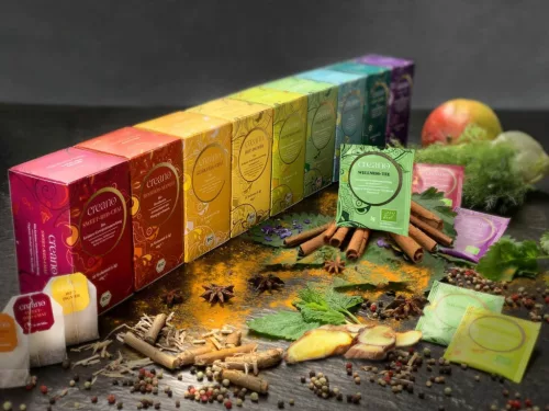 Βιολογικό τσάι Creano Wellness Tea, πράσινο τσάι με βότανα, άρωμα γκρέιπφρουτ, σετ 20 φακελάκια