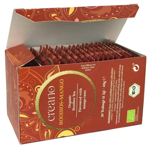 Βιολογικό τσάι Creano Rooibos με Μάνγκο, 20 φακελάκια, γεμάτη γεύση, φρουτώδες άρωμα
