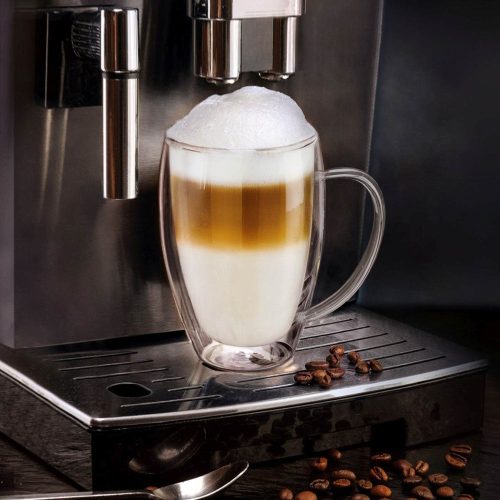 Set 6 cani termice Creano DG-SHH, 400 ml, sticla borosilicata, perete dublu, cu maner