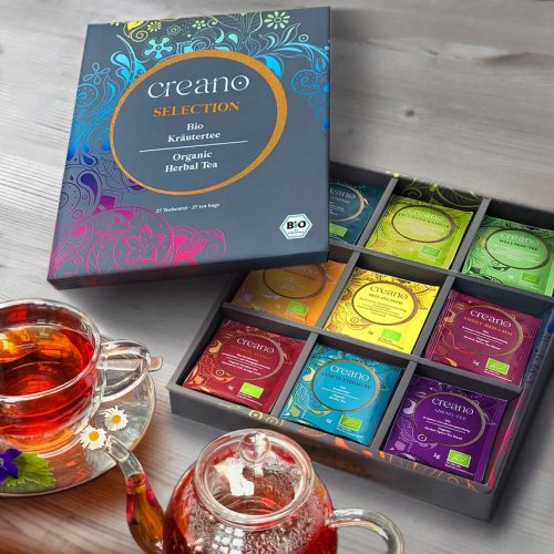 Σετ δώρου βιολογικού τσαγιού Creano Organic Herbal Tea, 27 φακελάκια-πυραμίδες, 9 ποικιλίες
