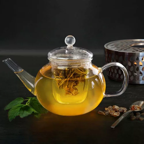 Ceainic din sticla Creano, 0,8 L, cu infuzor din sticla si capac, pentru ceai vrac
